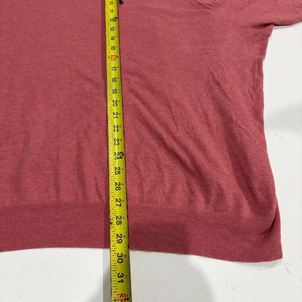 Polo Ralph Lauren Pima Cotton V-Neck Sweater Mens 5XB Big Salmon Pink Pony Logo